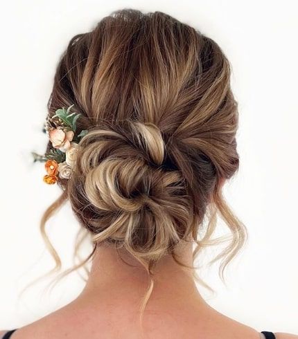 Bun Inspirations - Makeup Wearables Low Bun Wedding Hair, Bridesmaid Hair Inspo, Bridemaids Hairstyles, Wedding Bun, Bridesmaid Updo, Wedding Hairstyles Medium Length, Wedding Hair Up, Guest Hair, Bridesmaid Hair Makeup