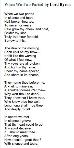 Lord Byron- I love this...reminds me of someone "they knew not i knew thee who knew thee too well...long long shall I rue thee ,too deeply to tell." "I hear thy name spoken, a knell to my ear, a shudder comes o'er me, why wert thou so dear?" ain't that the truth! When We Two Parted, Byron Poetry, Book Sayings, Poetic Words, Lord Byron, Beautiful Poetry, Poetry Poem, Poetry Words, Poem Quotes