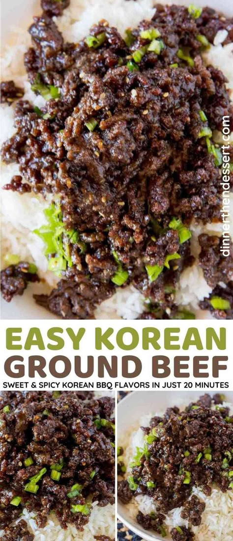 Sweet and Spicy Korean Ground Beef with all the flavors of your favorite Korean BBQ but for a third of the cost and kid friendly! Cheater Korean Beef, Korean Beef With Ground Beef, Ground Beef Bulgogi Recipe Easy, Korean Beef Bbq Recipe, Korean Hamburger Recipe, Korean Beef Recipe Ground, Korean Bbq Ground Beef, Fast Ground Beef Recipes For Dinner, Korean Ground Turkey