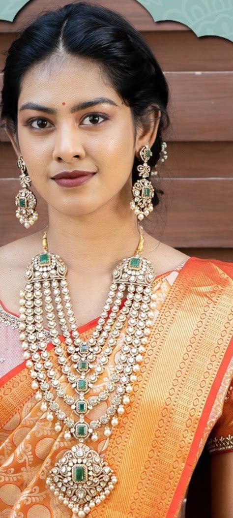 Victoria Sets Gold, Diamond Panchlada Necklace, Victorian Jewelry Indian Bride, Victorian Collections Jewellery, Pachi Work Jewellery, Victorian Jewelry Indian, Victoria Jewelry, Diamond Haram, South Wedding