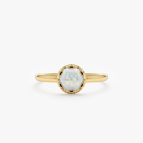 Gemstone Jewelry, Opal Birthstone Ring, October Birth Stone, Yellow White Rose, Birthday Gift Idea, Sarah Elise Jewelry Opal Ring Engagement, 14k Gold Opal Ring, Memory Ring, Gold Opal Ring, Dainty Gold Ring, Solid Gold Bracelet, Dainty Gold Rings, Opal Ring Gold, Ring Birthstone