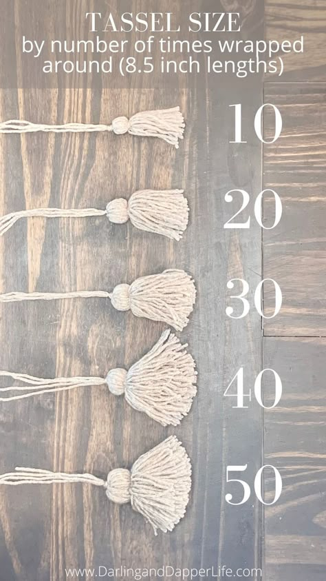 How to Make a Tassel Out of Yarn - How To Make Boho Tassles, Braided Tassel Diy, Diy Mini Tassel, Tassel How To Make, Small Tassels Diy, Decorative Tassels Diy, Diy Boho Tassel Garland, Jute Tassel Diy, Tassel Diy How To Make