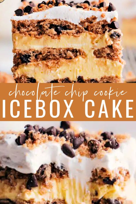 Ice Box Cakes, Icebox Cake Recipes No Bake, Icebox Cakes, Easy Cold Desserts No Bake, No Bake Cookie Cake, Chocolate Icebox Cake, Refrigerator Desserts, No Bake Ice Box Cake Recipes, No Bake Cookie Cake Recipe