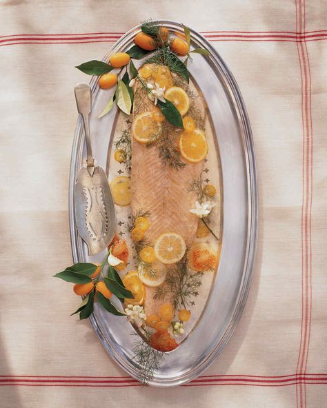 The salmon can be served with a citrus mustard mayonnaise. Poached Salmon, Orange Salmon, Too Long, Fennel, Serving Platters, Mayonnaise, Fit In, Small Bowls, Bowl Set