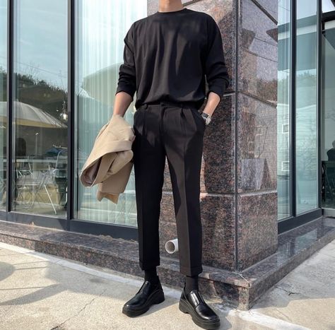 Outfits Ideas Korean, Winter Outfits Aesthetic Korean, Church Outfit Men, Korean Black Outfit, Outfits Aesthetic Korean, Outfits Aesthetic Dress, Dress Outfits Korean, Korean Aesthetic Outfits, Fashion For Men Over 40