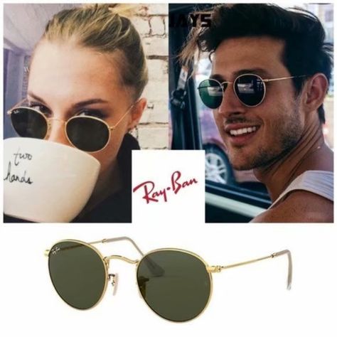 Ray-Ban Authentic Round Metal 3447 51 mm Rayban Round Metal, Purple Aviator Sunglasses, Ray Ban Round, Store Packaging, Ray Ban Original Wayfarer, Brown Aviator Sunglasses, Ray Ban Round Metal, Metal Men, Ray Ban Sunglasses Wayfarer