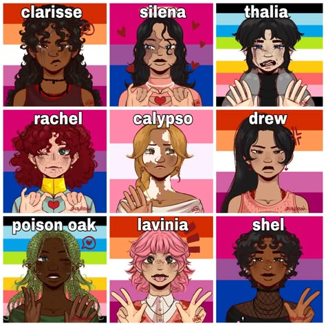 Lavinia Percy Jackson, Silena Beauregard X Clarisse La Rue, Pjo Thalia, Drew Tanaka Fan Art, Clarisse La Rue Headcanons, Percy Jackson Fan Art Clarisse, Silena Beauregard Fanart, Lavinia Asimov, Drew Tanaka