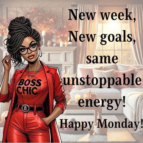 Goooood morning 🦋🌞 Monday? Consider yourself handled. I’m stepping into this week with Boss Chic vibes and unstoppable energy! Happy Monday!🥰 #monday #mondaymood #mondaymotivation #mondayvibes #motivationmonday #mondaymorning Boss Babe Monday Quotes, Motivational Quotes For Boss Women, Monday Blessings New Week Quotes, Black Monday Morning Quotes, Monday Humor Hilarious, Happy Monday Black Women, Monday Motivation Humor, Happy Monday Humor, Monday Black Art