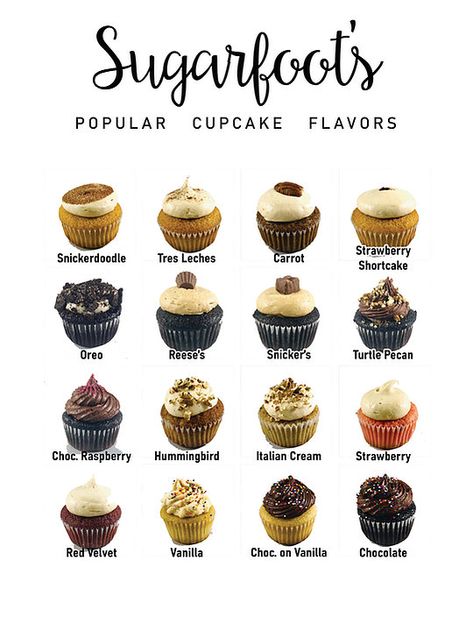 Cupcake Flavors | Sugarfoot's Cupcakes | Houston Seasonal Cupcake Flavors, Cupcake Flavors Ideas, Types Of Cupcakes, Cupcake Flavor Ideas, Cupcake Flavours, American Cupcakes, Bakery Business Plan, Bakery Goods, Home Bakery Business