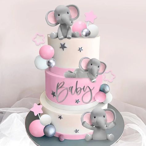 Elephant Theme Birthday Party, Baby Shower Cake Designs, Elephant Baby Shower Cake, Cake Designs For Girl, Elephant Cake Toppers, Elephant Cake, Elephant Cakes, Elephant Baby Shower Theme