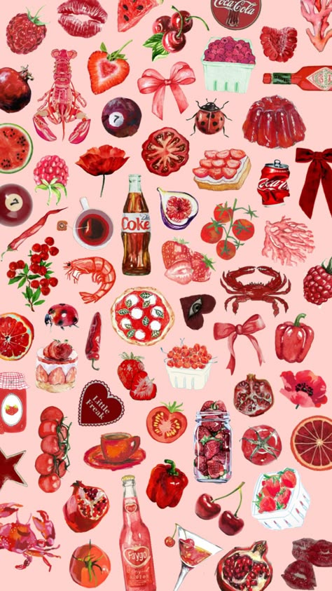 Fruity Wallpapers, Valentines Day Collage, Red Collage, Cute Summer Wallpapers, Pop Art Wallpaper, Art Wallpaper Iphone, Pink Wallpaper Iphone, Cute Patterns Wallpaper, Summer Wallpaper