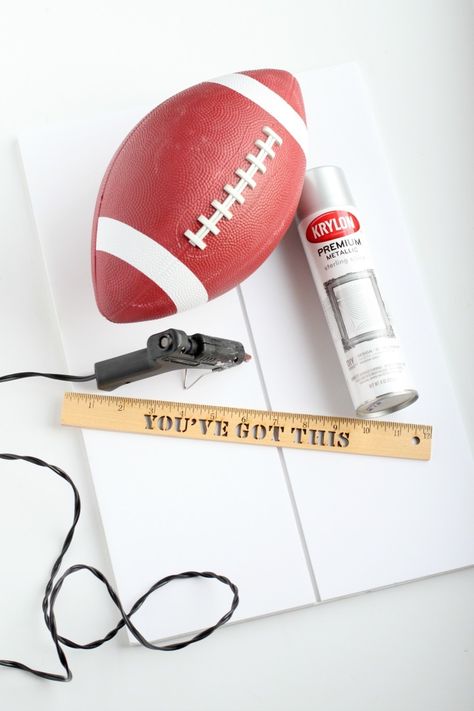 diy lombardi football trophy supplies Football Diy Decor, Superbowl Trophy Diy, Super Bowl Trophy Diy, Diy Football Trophy, Football Vase Diy, Homemade Trophies, Fantasy Football Gifts, Football Trophies, Cheap Pendant Lights