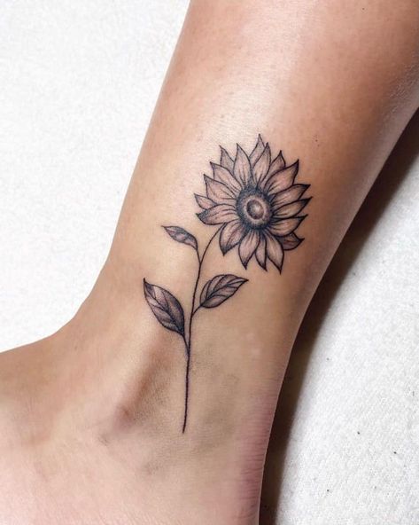 dark sunflower tattoo Sunflower Foot Tattoos, Sunflower Tattoo Meaning, Sunflower Tattoo Ideas, Sunflower Tattoo Simple, Butterfly Tattoos Images, Ankle Tattoos For Women, Saved Tattoo, Beautiful Flower Tattoos, Sunflower Tattoos