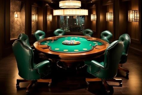 Poker Room Ideas, Poker Chairs, Poker Room Decor, Poker Table And Chairs, Table Poker, Custom Poker Chips, Poker Room, Create A Signature, The Game Is Over