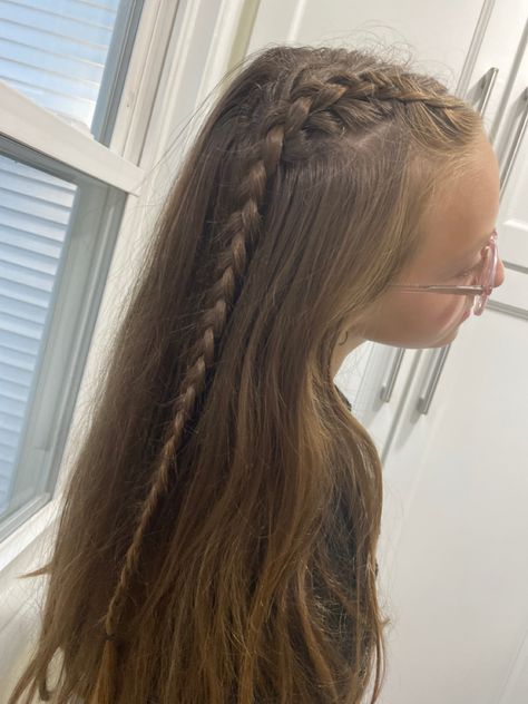 Plaits Hairstyles Half Up Half Down, Plaits On Top Of Head, Half Up Half Down Double Braid, 2 Plaits Half Up Half Down, Tiny French Braids On Top Of Head, 2 Small French Braids On Top Of Head, French Plait Half Up Half Down, Half Up Dutch Braid Hairstyles, Two French Braids Half Up Half Down