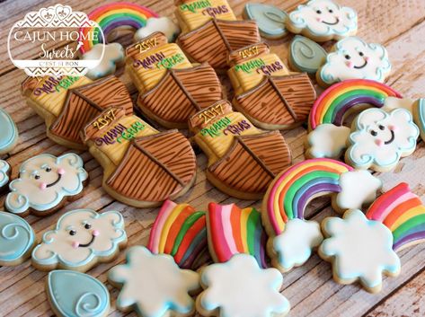 Mardi Gras Cookies, Noahs Ark Decorations, Noahs Ark Cake, Noahs Ark Party, Noahs Ark Theme, 4th Birthday Boys, Noahs Ark Baby Shower, Cookie Cake Designs, How To Make Icing