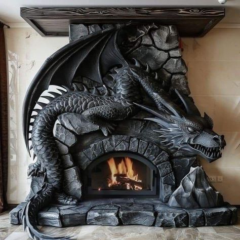 Halloween Themed Bedroom, Fantasy Furniture, Dragon House, Dark Home Decor, Fantasy Decor, Dragon Decor, Goth Home, Goth Home Decor, Dark Home