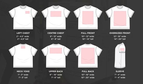 Logo Placement Guide Canadian Custom Apparel Left Chest Logo Size Chart, T Shirt Logo Placement Guide, Pocket Logo Size Chart, Logo Placement On Shirts, Tshirt Logo Placement, Logo Placement Guide, Sponsorship Levels, Bold Words, Logo Placement