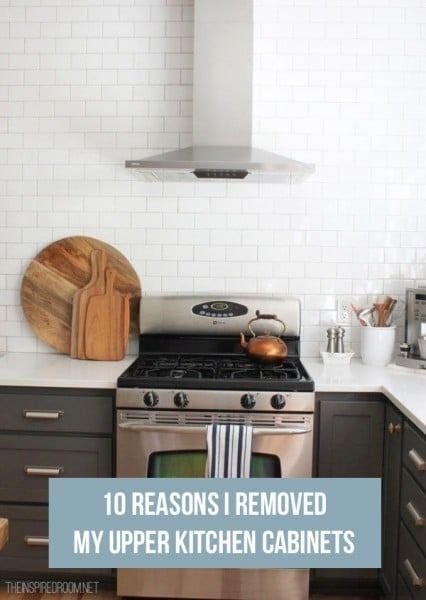 10 Reasons I Removed My Upper Kitchen Cabinets - The Inspired Room Kitchen Wall Without Upper Cabinets, Kitchen Without Top Cabinets, Remove Kitchen Cabinets, Kitchen Without Wall Cabinets, No Upper Cabinets Kitchen, Kitchen Without Cabinets, Kitchen No Uppers, Kitchen Without Upper Cabinets, Kitchen No Upper Cabinets