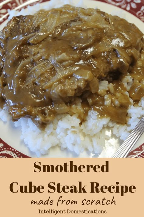 How to make Smothered Cube steak from scratch. All recipes are easy if you know how. This Oven Baked Smothered Cube Steak recipe is worth the extra effort and a good recipe to save forever. #cubesteak #cookingfromscratch Oven Baked Cubed Steak With Gravy, Cubed Steaks, Smothered Cube Steak, Steak Oven, Beef Cube Steak Recipes, Homemade Brown Gravy, Cube Steak And Gravy, Homemade Gravy Recipe, Rice And Gravy