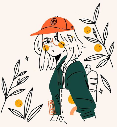 Adrianne Walujo | Illustrator on Instagram: “In the garden 🍊. Swipe to see video as usual! 😊 Using a different colour combo today... comment a colour palette you want to see next time?…” Adrianne Walujo, 심플한 그림, Expressive Faces, Limited Color Palette, Motion Designer, Illustration Art Girl, Colour Combo, Cute Little Drawings, Girls Cartoon Art