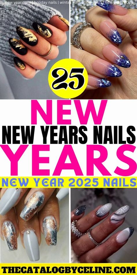 Get ready to dazzle with these stunning New Year's nails! From glitter nails to chrome nails, these 25 countdown nail ideas are perfect for celebrating in style. Discover the best ombre nails, confetti nails, and sparkly New Year’s Eve nails that will make you the star of the night. Whether you're into classy gold foil nails, chic black and silver nails, or festive firework nails, this guide has all the nail inspiration you need. Upgrade your manicure game with trendy New Year's nails, midnight nails, and glamorous party nails that are so New Year's nails approved! new year nails | holiday nails | winter nails | new years | new years 2025 Sparkly Chrome Nails, New Year Eve Nails, Fall Dip Nails, Gold Foil Nails, Black And Silver Nails, Festive Nail Ideas, Fall Dip, New Year's Eve Nails, Nail Art Fun