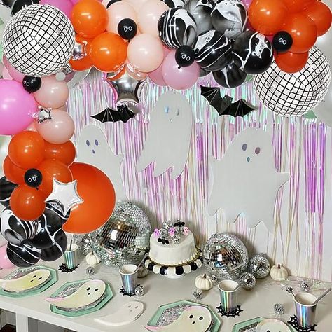 Pink Halloween Bachelorette Party, Ghouls Night Out Bachelorette, Let’s Go Ghouls Birthday Party, Lets Go Ghouls Party, Lets Go Ghouls Bachelorette, October Bachelorette Party Ideas, Halloween Disco Party, Eyeball Balloons, Halloween Booth