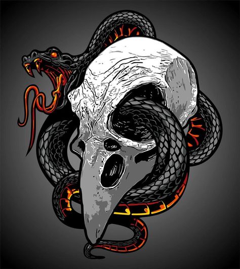 bird skull wrapped in snake.eps Snake Vector, Skull Prints, Skulls And Snakes, Skull With Crown, Eagle Skull, Bulls Wallpaper, Skull Hand Tattoo, Snake Illustration, Skull Snake