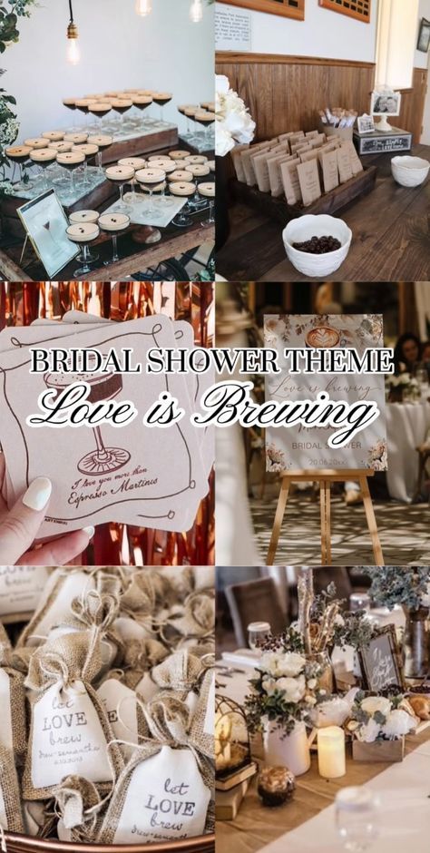 The "Love is Brewing" espresso martini theme is a perfect blend of romance and fun! Just like a great martini, it’s rich, smooth, and a little bit bold. This theme captures the excitement of love brewing into something special, with a dash of sophistication and a shot of espresso-fueled energy! Espresso Martini Bachelorette Theme, Espresso Martini Bridal Shower Theme, Martini Bachelorette, Rainbow Bagels, Unicorn Frappuccino, Coffee Bridal Shower, Bach Themes, Bridal Shower Guest Book, Love Is Brewing