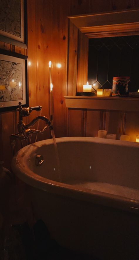 Candles Bathtub Aesthetic, Bath With Candles Aesthetic, Candle Bath Aesthetic, Big Bathtub Aesthetic, Candle Lit Room Aesthetic, Night Bath Aesthetic, Brown Wood Aesthetic, Bubble Bath Aesthetic Night, Cozy Brown Aesthetic