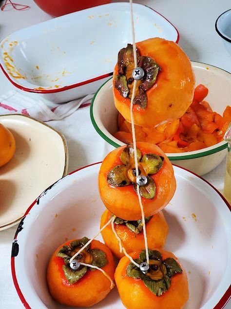 Fuyu persimmons by Marie Viljoen Drying Persimmons, Fuyu Persimmon Recipes, Persimmon Recipes, Potato Peeler, Late Autumn, Dark Rum, East Asian, Persimmon, Fruit Cake