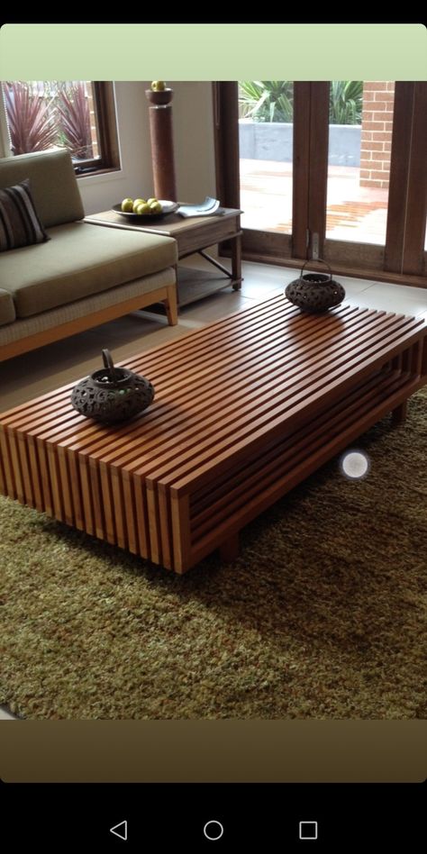 Slatted Coffee Table, Center Table Living Room Modern Woods, Tipoi Table Design, Living Room Centre Table, Slat Coffee Table, Kursi Ban, Wooden Coffee Table Designs, Centre Table Design, Centre Table Living Room