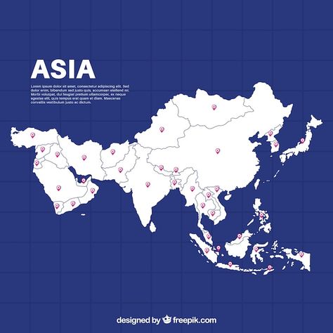 Map of asia in flat style | Premium Vector #Freepik #vector #europe-map #asian-map #asia-map #country-map Asian Maps, Map Of Asia, Korea Map, Asia Continent, Asia Map, Country Maps, Vector Map, Black Panther Marvel, Illustrated Map