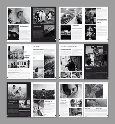 Photography Magazine Template InDesign. 14 Pages. Chinese Magazine Layout, Photo Magazine Layout Design, Landscape Magazine Layout, Indesign Layout Templates, Photo Magazine Layout, Booklet Photography, Photography Magazine Layout, Photography Magazine Design, Indesign Layout Inspiration