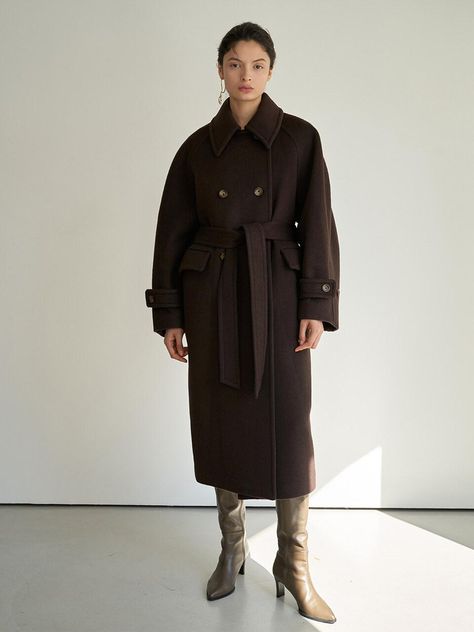 TTW Cashmere Double Wool Coat_2 colors Ski Trip Outfit, Brown Wool Coat, Chunky Sweaters, Cable Knit Vest, Wool Coat Women, Peacoat Jacket, Maxi Coat, Style Inspiration Winter, Duffle Coat