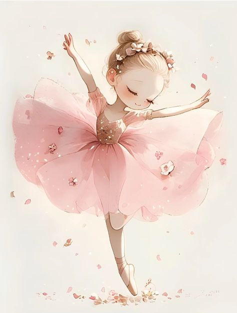 Ballerina Cartoon, Ballet Illustration, Ballerina Art, Easy Love Drawings, Pink Ballerina, Cute Cartoon Drawings, Love Drawings, Girly Art, الرسومات اللطيفة