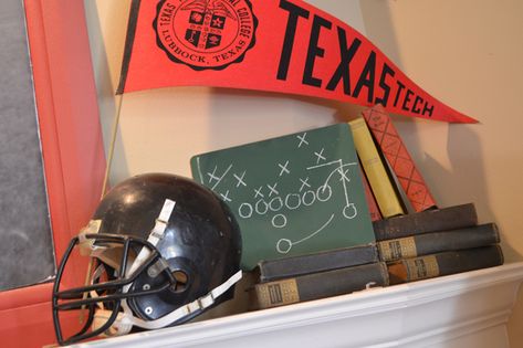 Football Mantle | barque & bite Football Mantle, Mantle Decorations, Mantle Display, Football Party Decorations, Mantle Ideas, Fall Mantle Decor, Football Decor, Holiday Mantle, Fireplace Mantle Decor