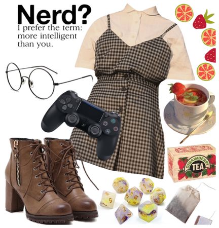 Nerd Core Outfit, Nerdy Outfits Aesthetic, Geek Chic Aesthetic, Geek Aesthetic Outfit, Crowd Reference, Old Dark Academia, School Aesthetic Ideas, Nerdy Girl Outfits, Cute Nerd Outfits