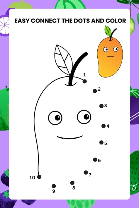 dot to dot Fruits book, dot to dot pintables for kids free, dot to dot pintables for kids, dot to dot activity, dot to dot, easy dot to dot, easy dot to dot book, easy dot art for beginners Joining Numbers Worksheet, Join The Dots Worksheets For Kids, Easy Dot To Dot, Preschool Activity Sheets, Easy Math Worksheets, Join The Dots, The Dot Book, Nursery Worksheets, Letter Recognition Worksheets