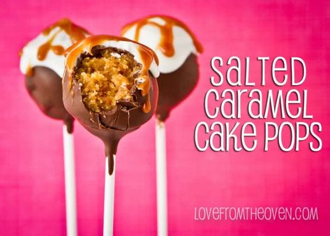 Salted Caramel Cake Pops at Love From The Oven Caramel Cake Pops, Caramel Food, Cake Pop Recipes, Fall Cake Pops, Cake Pop Flavors, Carmel Cake, Cake Pop Recipe Easy, Cake Pop Maker, Salted Caramel Cake