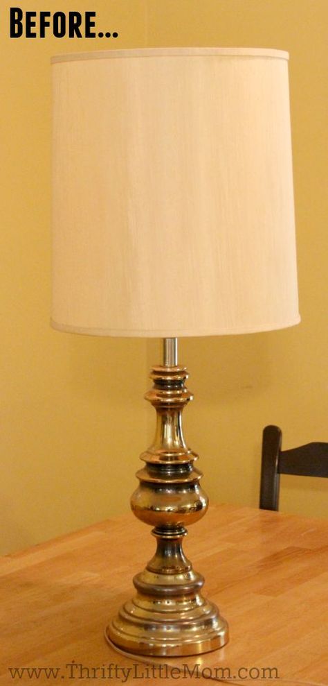 How To Spray Paint a Brass Lamp Before Brass Lamp Decoration Ideas, Refinish Brass Lamp, Painting Bronze Lamps, Upcycle Brass Lamps, Brass Lamps Bedroom, Brass Lamp Redo, Black And White Table Lamp, Update Brass Lamps, Diy Brass Lamp Makeover