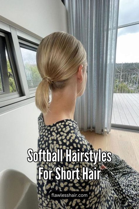 Sleek Low Ponytail Low Pony Hairstyles For Short Hair, Sleek Low Ponytail Short Hair, Pony Tail Short Hair, Low Ponytail Hairstyles Short Hair, Low Ponytail Short Hair, Short Low Ponytail, Short Hair Low Ponytail, Low Pony Hairstyles Short Hair, Softball Hairstyles For Short Hair