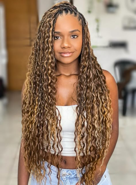 Image 1 of 1 Ash Brown Braids Black Women, Makeba Braids Styles, Box Braids Styles, Goddess Braid Styles, Boho Braided Hairstyles, Curly Crochet Hair Styles, Goddess Braids Hairstyles, Braids Styles, American Hairstyles