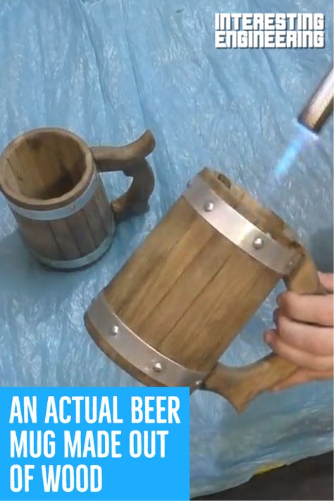 Wood Beer Mug, Diy Beer Mug, Beer Crafts, Wooden Beer Mug, Diy Beer, Homemade Beer, Beer Wood, Diy For Men, Beer Mugs