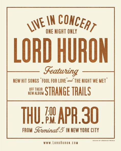 Lord Huron by Brendan Prince, via Dribbble Dramatic Typography, Handcrafted Typography, Loud Design, New Hit Songs, Lord Huron, Bold Type, Self Branding, Typographic Poster, Graphic Design Inspo