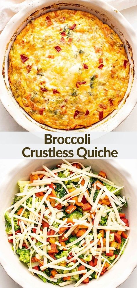 This Broccoli Crustless Quiche has all the flavor you expect from traditional quiche, but without the hassle of making and baking the crust! Flavorful, full of protein, and can be eaten for breakfast, lunch or dinner. #quiche #eggrecipes #crustlessquiche #breakfast #lowcarbbreakfast #lowcarbrecipes #vegetarianbreakfast #christmasbreakfast #broccoli #healthybreakfast Crustless Vegetable Quiche, Traditional Quiche, Crustless Broccoli Quiche, Recipe Runner, Celiac Diet, Different Cheeses, Broccoli And Cheddar, Microwave Meals, Broccoli Quiche