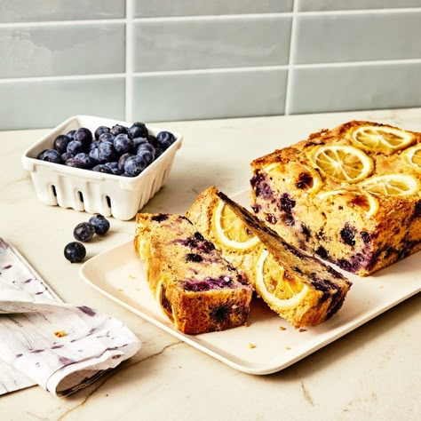 High-Protein Lemon-Blueberry Cake High Protein Lemon Blueberry Cake, Protein Loaf Cake, Protein Lemon Loaf, Queso Cottage, Dessert Smoothie, Blueberry Lemon Cake, Lunch Appetizers, Healthy Eating For Kids, Blueberry Cake