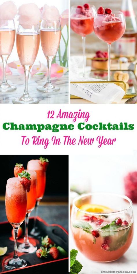 Celebrate New Year's Eve in style with these fun champagne cocktails! New Years Cocktails For A Crowd, Nye Drinks For A Crowd, Nye Drink Recipes, New Years Eve Drinks For Adults, New Year’s Eve Cocktail Ideas, New Year’s Eve Drink Ideas, New Year’s Eve Punch, New Year’s Eve Cocktails, Nye Champagne Drinks