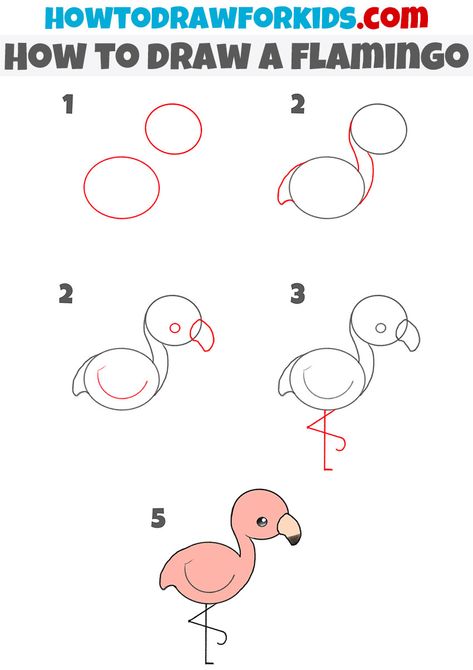 How To Draw A Cartoon Animal, Diy Cartoon Drawings, Cute Easy Drawings Tutorials, Flamingo Drawings Easy, Step By Step Animal Drawings Easy, How To Draw Pictures, Easy How To Draw For Kids, Drawing Ideas For Kids Step By Step, How To Draw Easy Animals