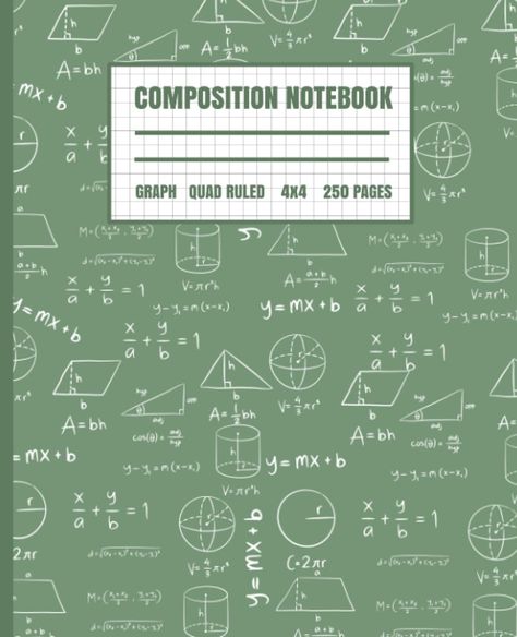 Amazon.com: Composition Notebook: Quad-Ruled Graph Composition Notebook with Cute Math Doodles Drawn on the Dark Olive Green Background for Girls, Boys 6-12 ... 250 7.5x9.25 4x4 Quad-Ruled Pages Paperback: Niva, Ira: Books Cute Math Doodles, Math Notebook Cover, Goodnotes Covers, Procreate Downloads, Math Doodles, Olive Green Background, Composition Notebook Covers, Math Notebook, Notebook Cover Design